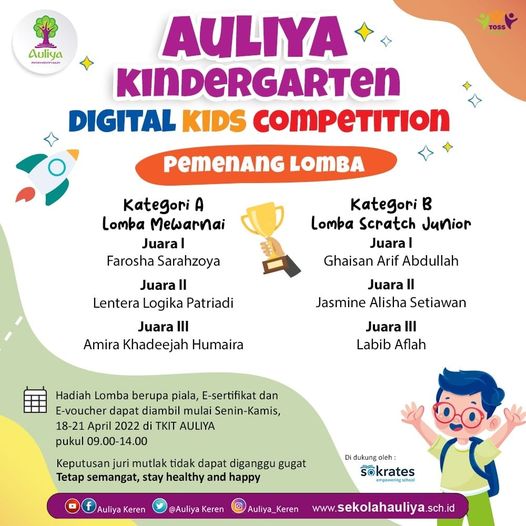  PEMENANG AULIYA KINDERGARTEN DIGITAL KIDS COMPETITION