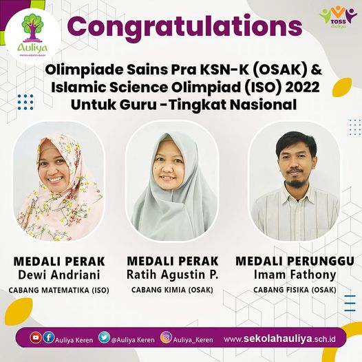  3 GURU SMAIT AULIYA JUARA OLIMPIADE SAINS TINGKAT NASIONAL