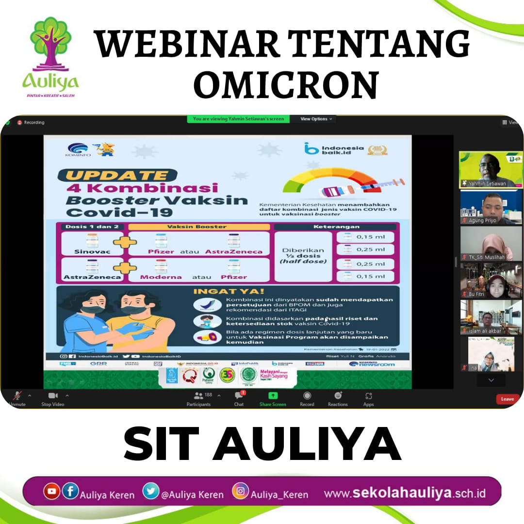  Kenali Ciri dan Cara Mencegah Penularan Omicron, SIT AULIYA Adakan Webinar Bagi Seluruh Pegawai