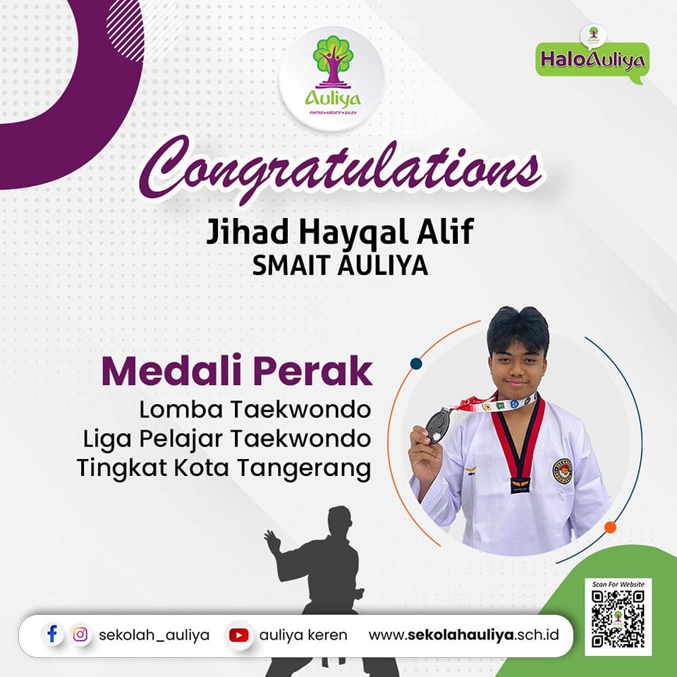  Atlet Taekwondo SMAIT AULIYA Sabet Medali Perak Liga Pelajar Taekwondo Kota Tangerang