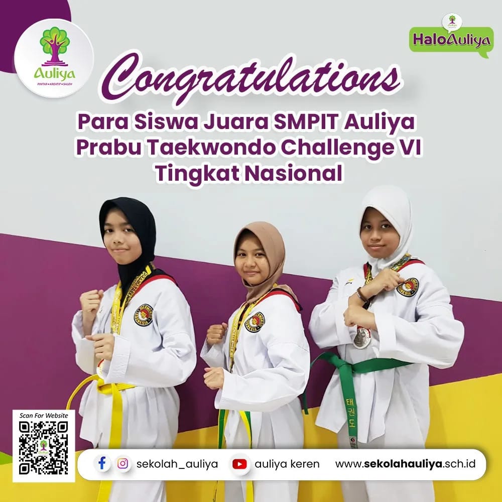  3 Siswa SMPIT AULIYA Menangkan Kejuaraan Taekwondo Tingkat Nasional