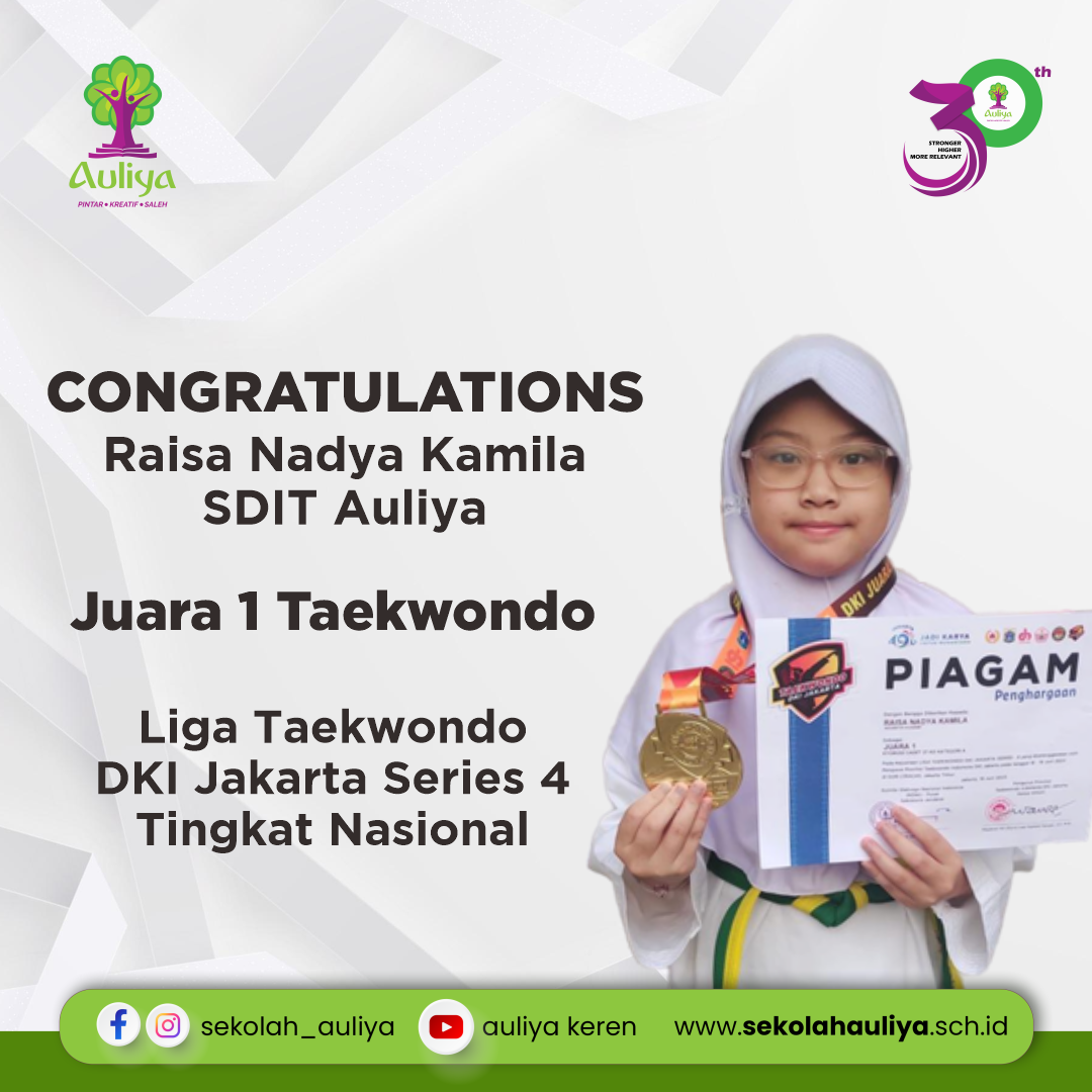  Raisa Nadya Kamila Raih Juara 1 Taekwondo Tingkat Nasional